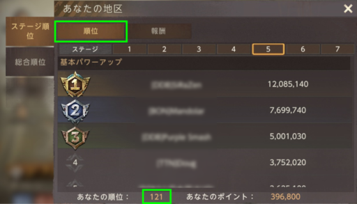 最強サバイバル指揮官(SOTF) - 所属地区のステージ順位を確認