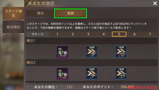 最強サバイバル指揮官(SOTF) - 所属地区のステージ順位報酬を確認
